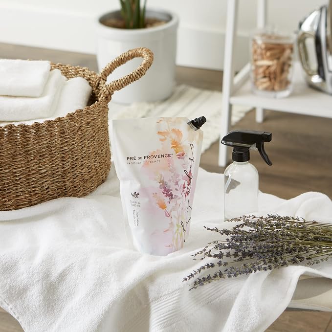 Pre de Provence Provincial Lavender Collection Soft Calming Scent for Your Home, Linen Water Refill, 33.8 fl oz