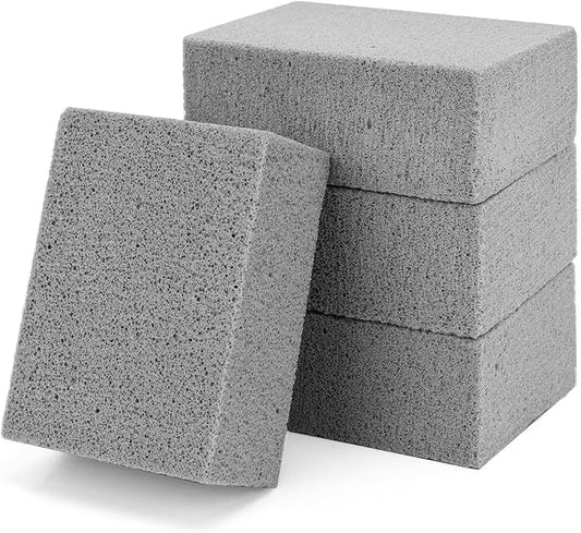 4 Pack Grill Cleaning Bricks, Pumice Stone for Cleaning Oven, Stove, BBQ Grill, Commercial Grade Cleaner for Cookers, Frying Pans, Racks, Flat