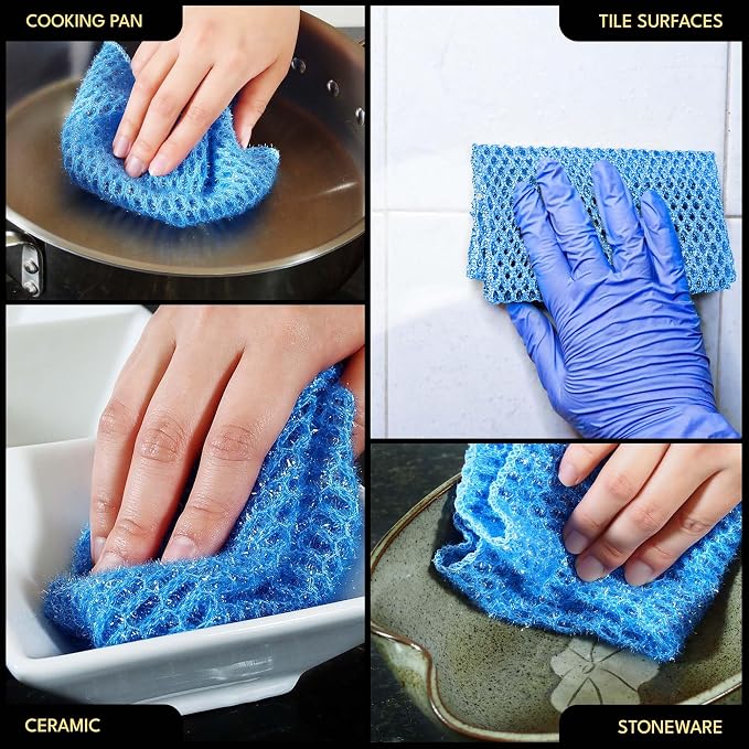 Non Scratch Dish Scrubbers for Cleaning Dishes (1PK) - Reusable Kitchen Sponge - Replace Dish Sponges for Washing Dishes - Best Household Scrubbing Pad & Alternative Dishwashing Scrub Pads Supplies