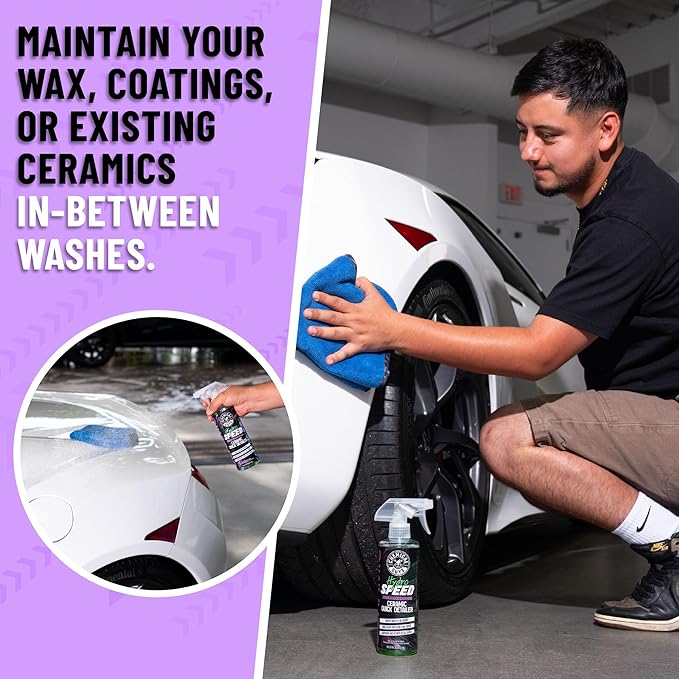 Chemical Guys, HydroSpeed Ceramic Quick Detailer Spray, Slick Gloss, 16 oz | Ceramic polymers boost gloss, slickness and water beading, tops up coatings and wax on paint, glass and wheels