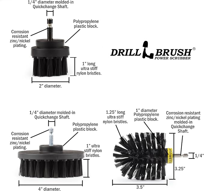 Cleaning Accessories Industrial Brushes - Baked on Food, Electric Smoker, Drill Brush Attachments for Stain and Rust Remover - BBQ Cleaning Kit Water Calcium Mineral | Electric Grill Brush for Drill
