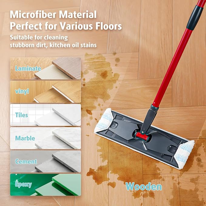 AIR U+ Mop Replacement Pads for O Cedar H2prO Flat Mop System, 4 Pack Mop Pads, Machine Washable Reusable Microfiber Mop Heads Replacements for O-Cedar H2Pro Refills Clean for All Floors Types