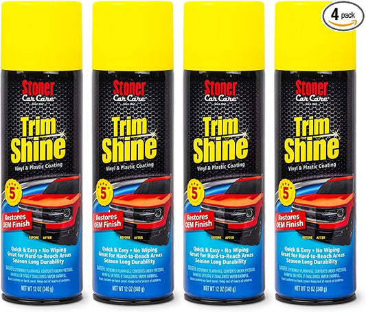 Stoner Car Care 91034-4PK Trim Shine – Black Trim and Plastic Restorer for Cars – Vinyl and Plastic Trim Protectant Coating for Interior and Exterior Use – Fast-Drying No Sling – 12 oz (Pack of 4)