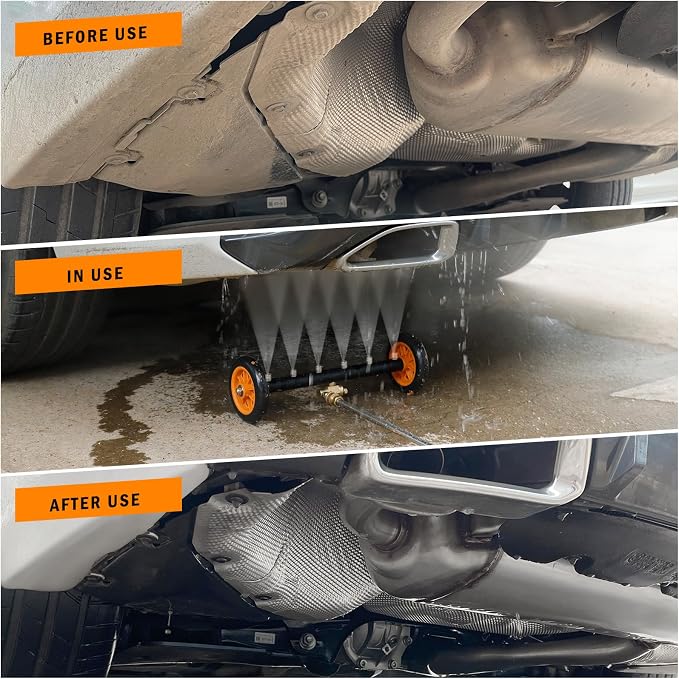 Undercarriage Pressure Washer Attachment, Siebwin 16" Dual-Function Water Broom for Pressure Washer Undercarriage Cleaner with 3 Pieces Extension Wand, 4000 PSI, Orange