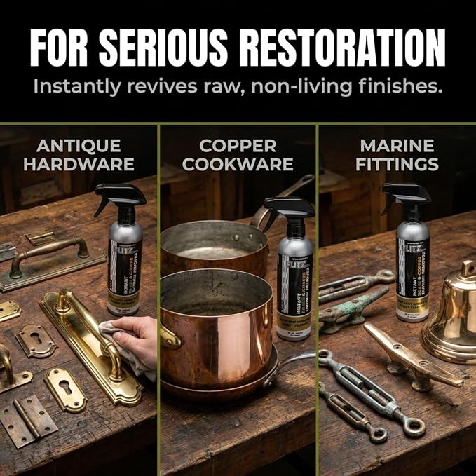 Flitz Instant Brass and Copper Tarnish Remover - 16oz Bottle of USA-Made Organic Rust Remover Spray (No-Rub) - Removes Stains & Oxidation from Glass & Aluminum - Brass Cleaners That Work (12 Pack)