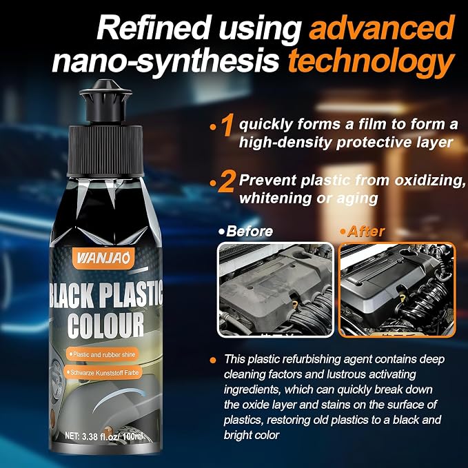 100ML Car Plastic Restorer Black Renew Protect Faded Trim Bumpers Dashboards