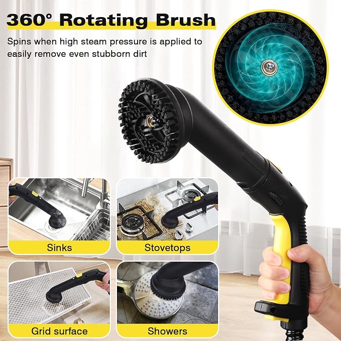 TVD Steam Cleaner for Home, Steamer for Cleaning With 26 Accessories | for Floor, Tile, Grout, Kitchen,Upholstery | 320°F Deep Cleaning | 5-Bar Pressure | 1.5L Tank | 5M Power Cord | Chemical-Free