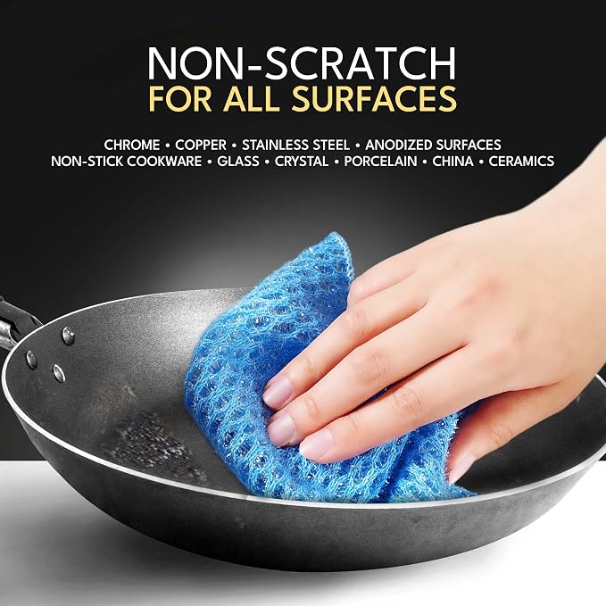 Non Scratch Dish Scrubbers for Cleaning Dishes (1PK) - Reusable Kitchen Sponge - Replace Dish Sponges for Washing Dishes - Best Household Scrubbing Pad & Alternative Dishwashing Scrub Pads Supplies