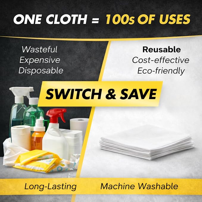Microfiber Magic Streak Free Cleaning Cloth 6 Pack Clean Any Surface With Just Water Eco Friendly Environmentally Safe Perfect for Window, Mirror, Kitchen, Counters, Appliances, Car, Cycle, TV Screen