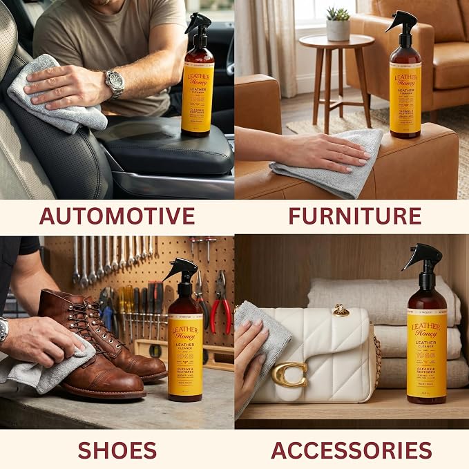 Leather Honey Leather Cleaner — Non-Toxic UV Protection, Made in the USA