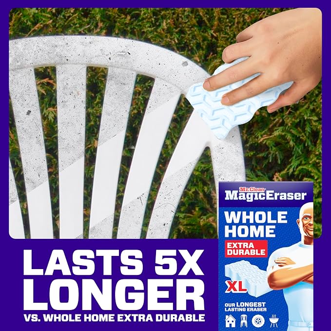 Mr. Clean Magic Eraser Sponge, All Purpose Cleaner, Long Lasting Cleaning Scrubber, Wall, Sneaker, Oven, Kitchen, Bathroom Cleaner, Shower Cleaning Supplies, Whole Home Extra Durable XL, 6ct