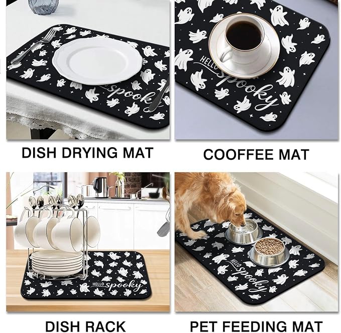 Fun Coffee Mat 19inx12in,Coffee Bar Mat for Countertops,Absorbent Hide Stain Anti-Slip Coffee Bar Accessories Fit Under Coffee Machine Mat,dish Drying Mats for Kitchen