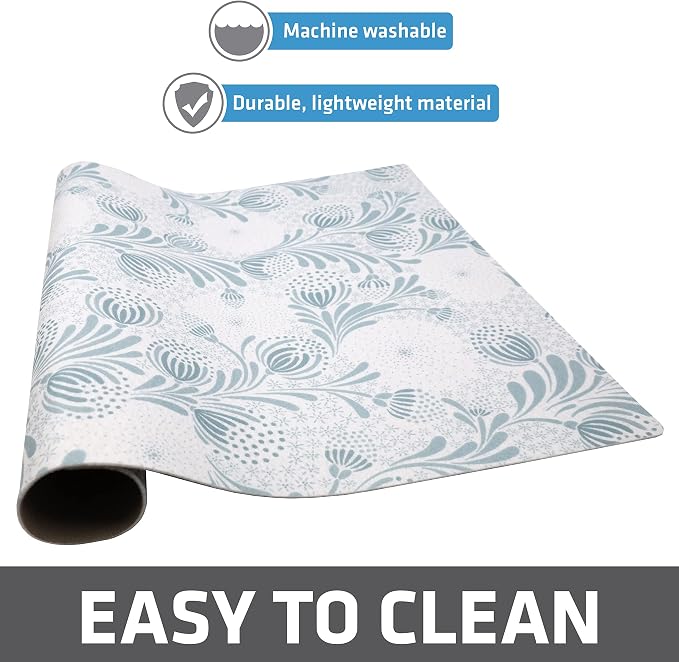 Drymate Jumbo XL Dish Drying Mat (19”x24”), Low-Profile, Super Absorbent, Quick Dry Fabric, Waterproof & Slip-Resistant, for Kitchen Counter, Trimmable, Easy to Clean (USA Made)(Light Blue)