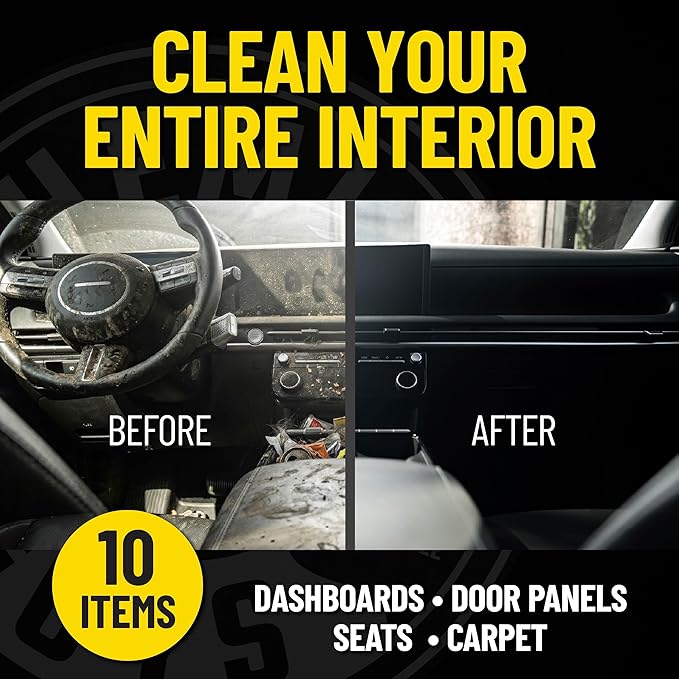 Chemical Guys, 10-Piece Interior Cleaning Kit, Cleaner, Brushes, Gel & Bag | Reaches vents, seams and screens most sprays miss, a complete set to detail every surface, and a solid gift