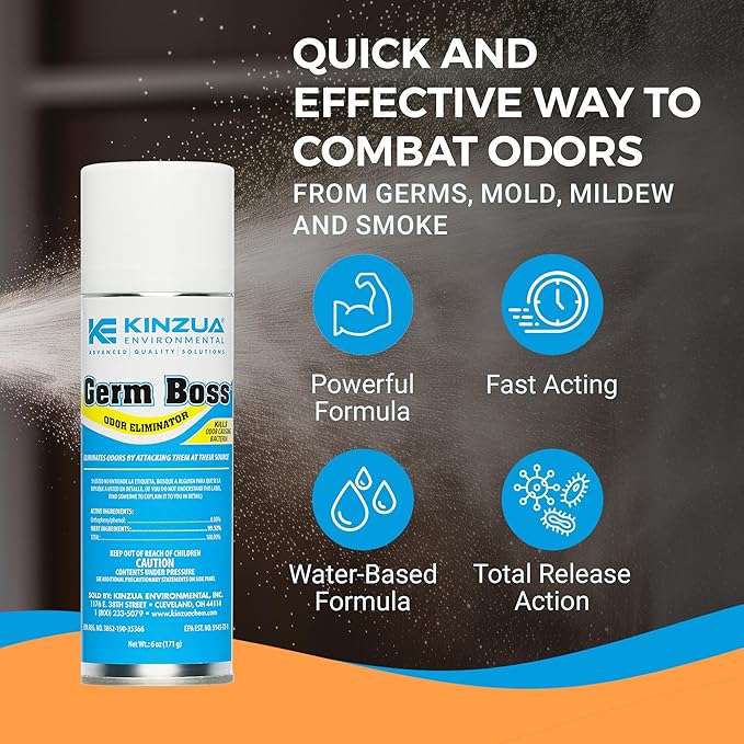 Germ Boss Strong Odor Eliminator, Fast-Acting Cleaning & Deodorizing Fogger, Mold Bomb Fogger for Smell Control with Fresh Scent, Covers Up to 1,000 cu ft, 6 oz