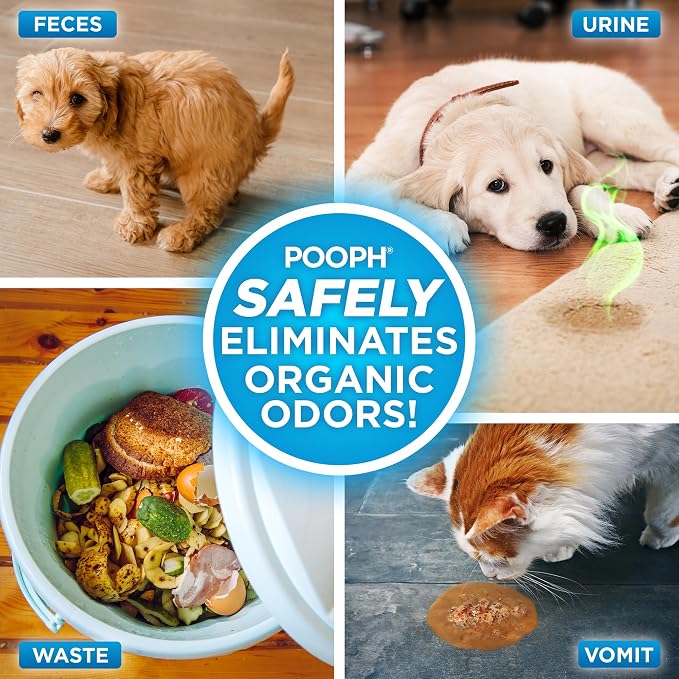 POOPH Plus Maximum Strength Pet Odor Eliminator Spray, 32 oz | Maximum-strength odor eliminator spray on carpets, furniture, litter boxes, and hard floors, 32 oz