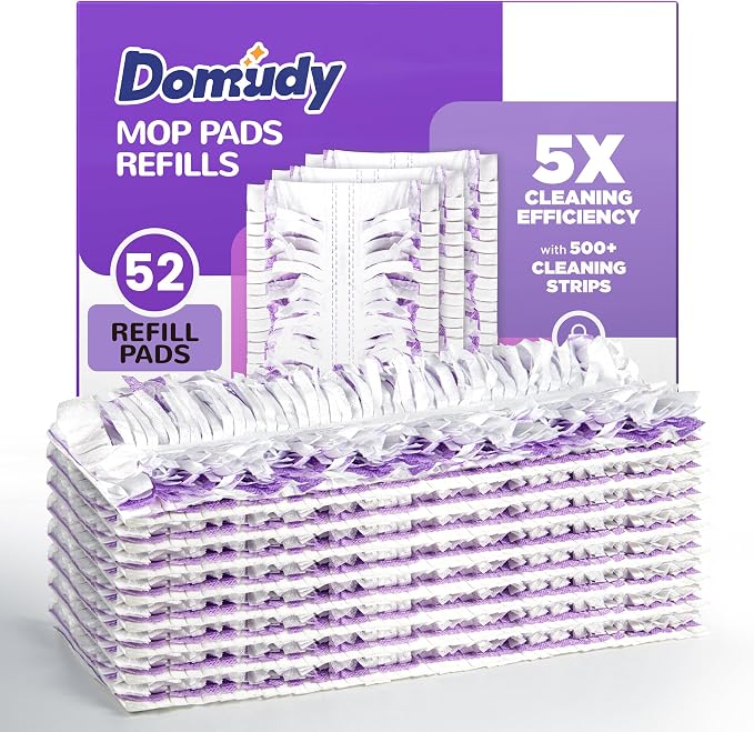 5X Cleaning Power Mop Refills for Swiffer Power Mop, 500+ Strips Multi-Surface PowerMop Refill Pads, 52 Count Disposable Powermop Wood Mops, Replacement Mopping Pad for Floor Cleaning