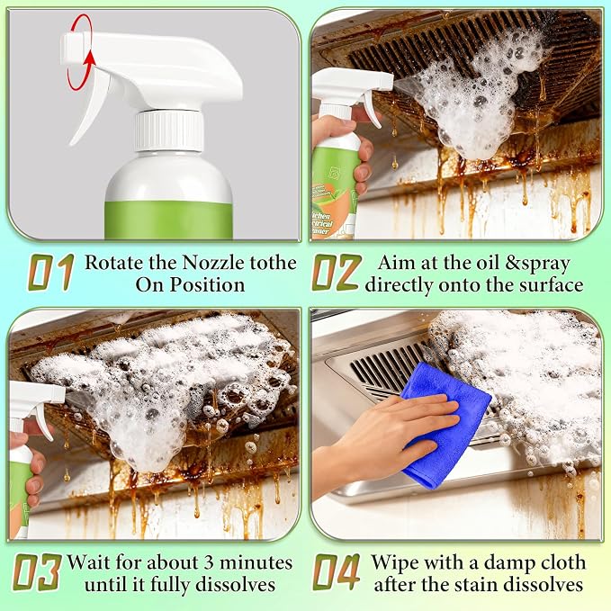 2PCS Kitchen Cleaner Remover Spray,Multifunctional Kitchen Appliance Cleaner,Kitchen Enzyme Cleaner,For Cooktop,Stove,Oven,Microwave & Oil Stains