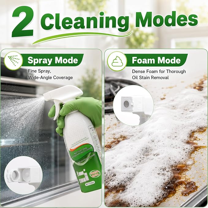 New Upgrade Kitchen Spray Cleaner, Effective Multi-Purpose Heavy Duty Grill Cleaner Foam for Stubborn Grease, Cooktop Degreaser, Professional Grease Remover Cleaning Spray for Oven, Range Hood, Sink