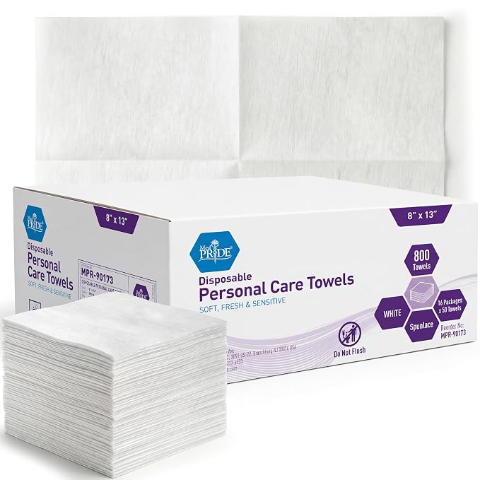 MED PRIDE Disposable Dry Wipes for Adults, Soft & Absorbent Personal Towels, Bulk 800 Count, Incontinence Care, Baby Wipes (800 Count (Pack of 1))