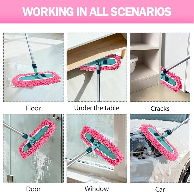 4PCS 13''~16'' Microfiber Dust Mop Pads Compatible with Leifheit 55210 | Reusable Mop Refills,Replacent Wet Mopping Pad & Washable Dry Sweeping Cloths for Hardwood Floor/Tile/Marble Cleaning