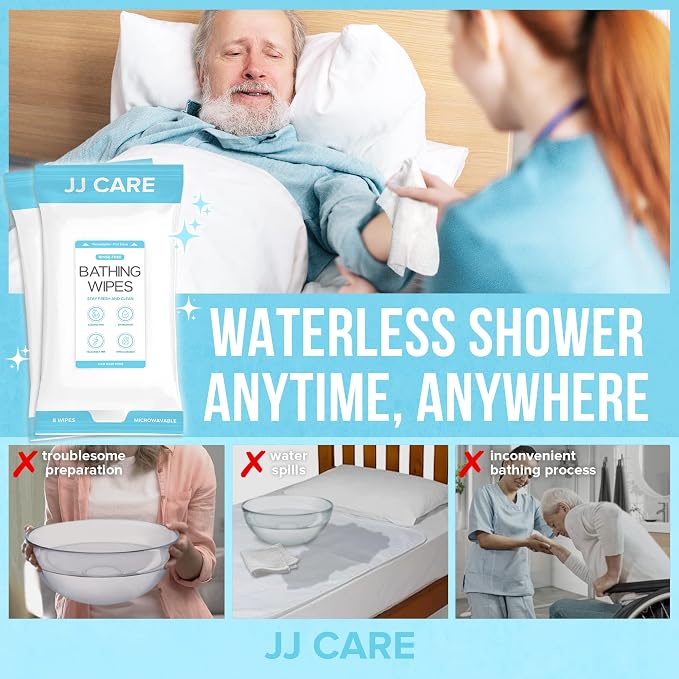 Body Wipes for Adults Bathing - Pack of 25 Shower Wipes For Adults Rinse Free, 200 Count Disposable No Rinse Disposable Washcloths, Waterless Body Wash for Elderly