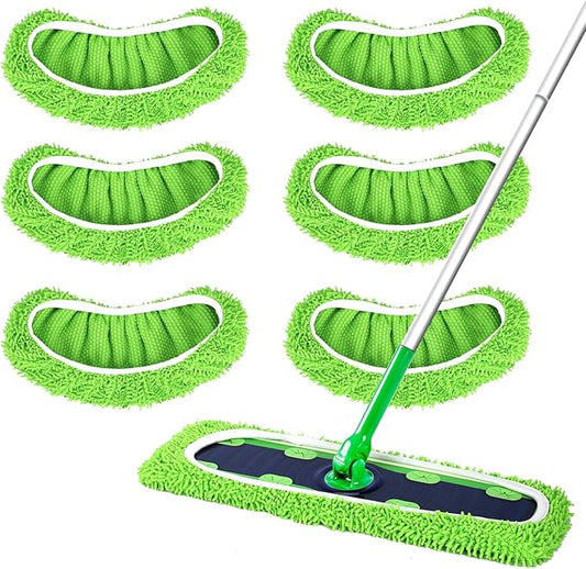 6 Pack Reusable Microfiber Mop Pads Compatible with Swiffer XL Mop | XL Dry Sweeping Cloths & XL Wet Pads Refills for Swiffer, X-Large Heavy Duty Mop Pads for Floor Mopping and Sweeping (No Mop)
