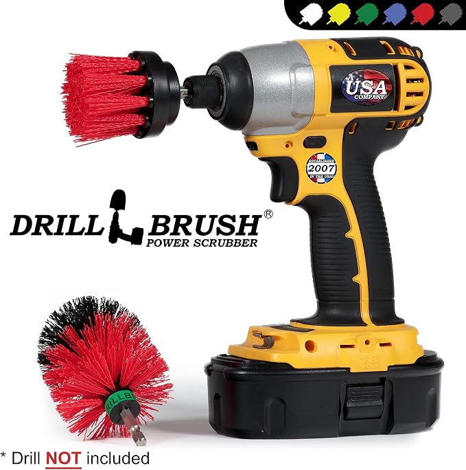 2 Piece Outdoor Cleaning Scrub Brushes - Deck and Patio Scrubbing Tools | Siding Cleaning Brush Set - Brick and Stone Scrubbing Tools Set - Fireplace Cleaning Brushes - Gutter Cleaning Tools for Home