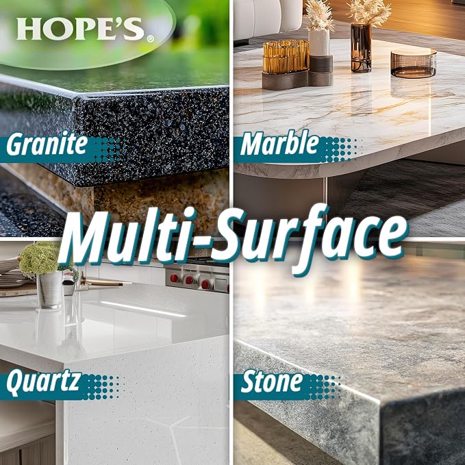 HOPE'S Perfect Quartz Countertop Cleaner, No Hazy Residue, Streak-Free, Safe on Food Contact Surfaces, Fragrance-Free, Sunscreen-Free, Counter Cleaner for All Brands of Quartz, 23 Fl Oz, Pack of 1