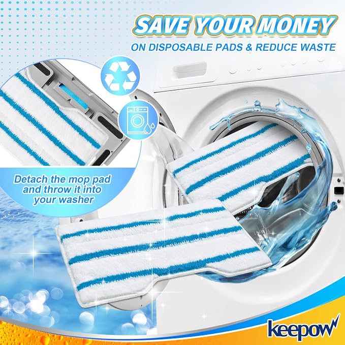KEEPOW Reusable Mop Replacement Pads, Mop Pads Refills Compatible with Shark Vac Mop VM252 VM200 VC205 VM250 /QM250 VM190 VM200P12, Hardwood Floor Mop Pad with Upgraded Dirt Chamber (1+2+3 Pads) | Reusable Hardwood Floor Mop Pad with Upgraded Dirt Cham...