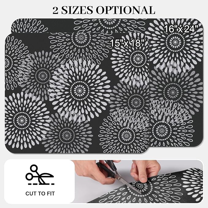 LuxStep Dish Drying Mat Super Absorbent Kitchen Counter Mat Rubber Backing Draining Mat Easy to Clean Kitchen Accessories Dish Rack Pad for Dishes, Utensils, Countertops, Sinks 15" x 18" Black