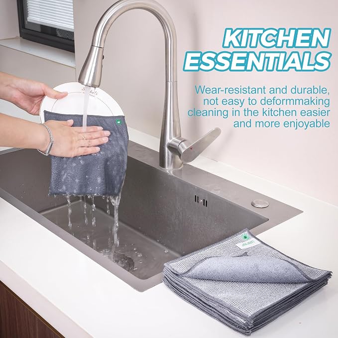 12Pcs New Upgrade 2-Layer Non Scratch Wire Dishcloth,Wire Dishwashing Rag,Reusable Quick-Dry Odor-Free Scrub Cloths for Dishes, Kitchen Cleaning Dish Rags for Cookware,Sinks, Dishes,Stove ﻿