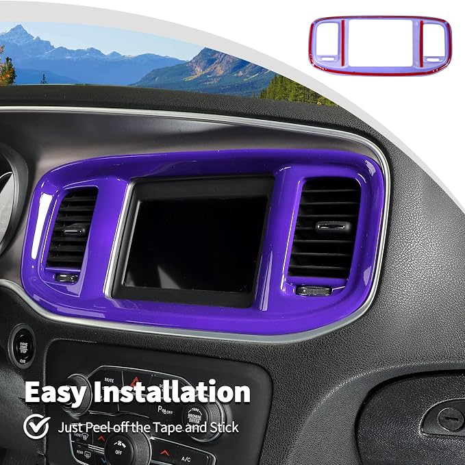 JWWY Charger Center Consoles Dash Board Trim Dashboard DVD Navigation Screen Frame Instrument Cover Trim for 2015-2024+Dodge Charger Interior Accessories Purple