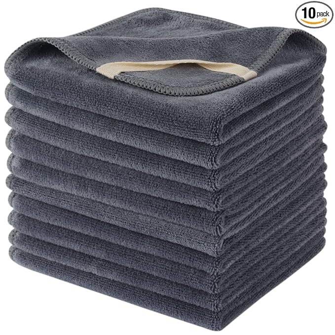 SINLAND Microfiber Facial Cloths Fast Drying Washcloth 12inch x 12inch Absorbent Face Wash Cloth Soft Makeup Remover Cloths