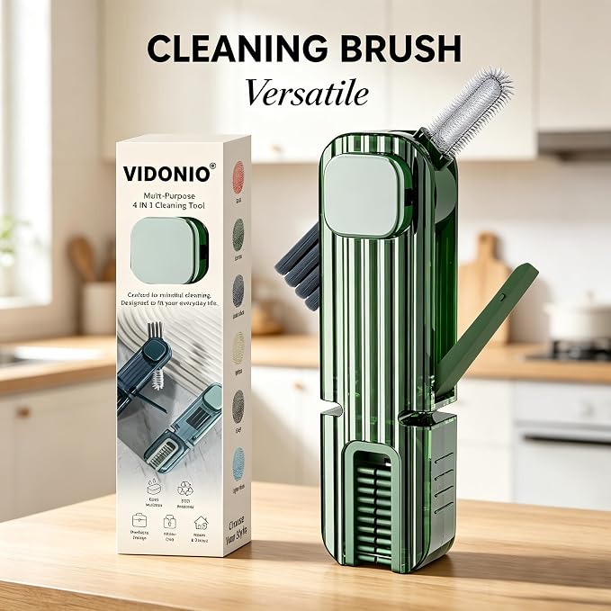 VIDONIO 4 in 1 Cup Lid Gap Cleaning Brush - 2025 Multifunctional Insulation Bottle Cleaning Tools, Mutipurpose Tiny Silicone Cup Holder Cleaner, Home Kitchen Cleaning Tools