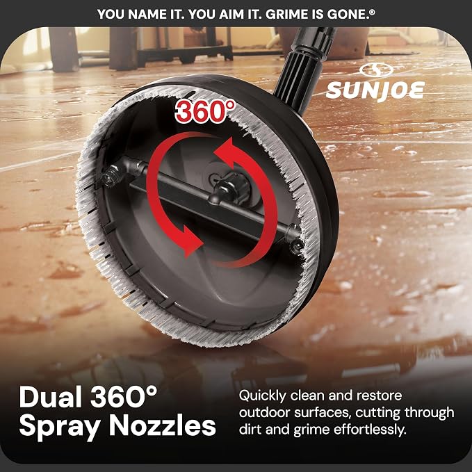 Sun Joe 10-Inch Multi-Surface Pressure Washer Cleaner Attachment with Dual 360° Rotating Spray Nozzles – Deck, Patio, Driveway & Garage Cleaning for SPX Series Pressure Washers, SPX-PCA10