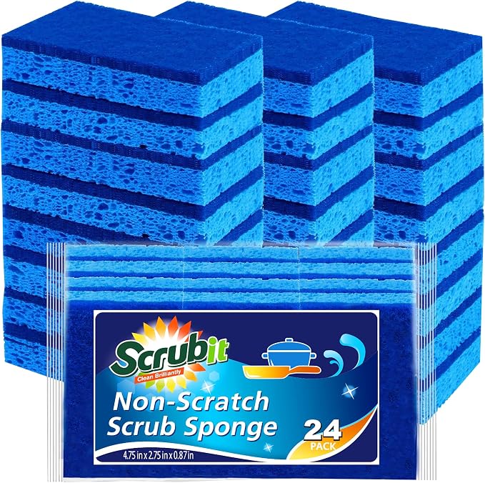 Scrubit Non-Scratch Cleaning Scrub Sponges- Scrubbing Dish Sponge Ideal for Washing Kitchen,Dishes, Bathroom &More – Dishwashing Sponge Along with A Thought Scrubber – 24 sponges (Pack of 2)