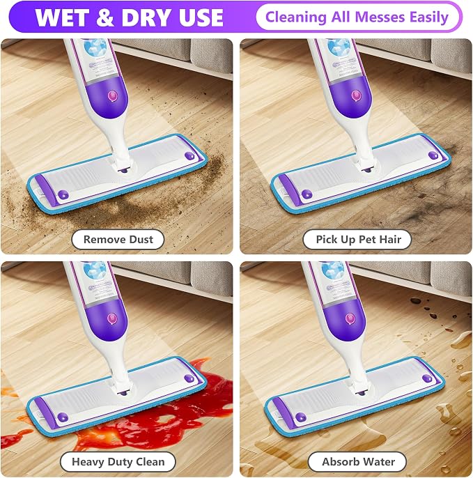 6 Pack Reusable Mop Pads Compatible with Swiffer PowerMop, Wood Floor Pads Microfiber Mop Replacement Refills Machine Washable for All Floor Surfaces