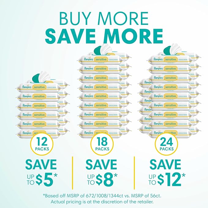 Pampers Sensitive Baby Wipes - Fragrance Free 56 Count, 1X