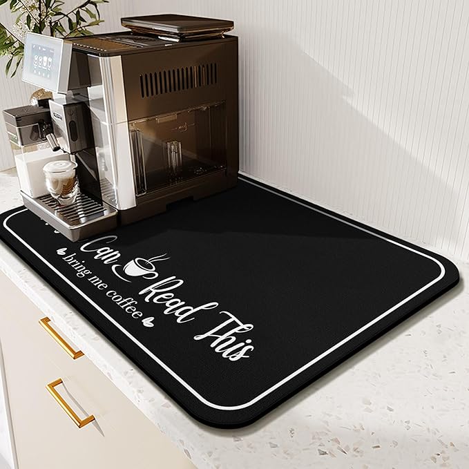 Coffee Bar Mat for Countertops 31.5inx17in,Absorbent Hide Stain Anti-Slip Cafe Bar Accessories Fit Under Coffee Machine Mat,Dish Drying mats for Kitchen
