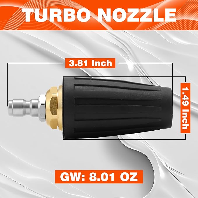 Tool Daily Turbo Nozzle Pressure Washer, 360° Rotating Nozzle | Pressure Washer Turbo Tip for Car Washing, Concrete, Brick Cleaning, 1/4 Inch Quick Connect, 3600 PSI, 2.5 GPM