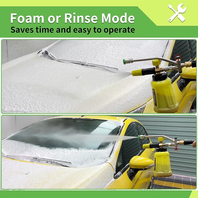 FIXFANS Foam Cannon, Compatible with Portland Husky and Ryobi Power Washer | Dual Connector Accessory, Replacement Gun Adapter, Double Tip Attachment Soap Cannon, 1/4" Quick Connect, 5 Nozzles, 1L