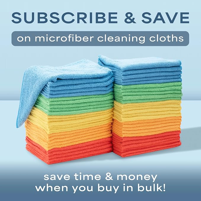 S&T INC. 100 Pack Microfiber Cleaning Cloth, Bulk Towels for Home, Reusable Microfiber Towels for Cars, Cleaning Rags, Assorted, 11.5 Inches x 11.5 Inches, 100 Count