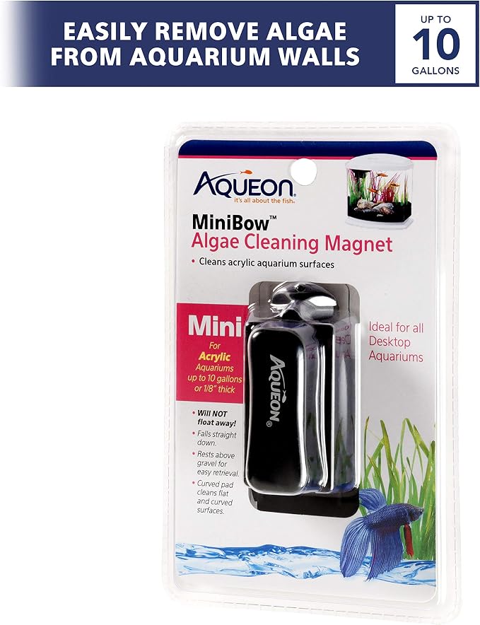 Aqueon Aquarium Algae Scraper, Fish Tank Magnetic Glass Cleaner for Glass/Acrylic, Mini
