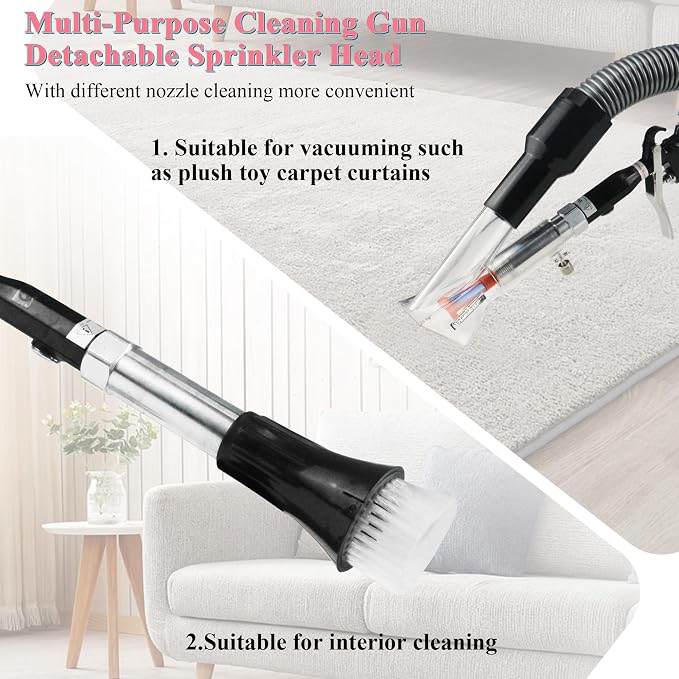 2in1 Car Cleaning Gun Detailing Dry Air Blow Gun & Vacunm Gun for Car | Multi-Purpose Vortex Air Cleaning Tool Detachable Sprinkler Head for Quickly Blasts Dirt from Surface with Air Compressor