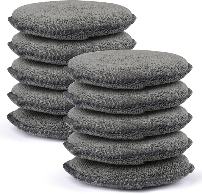 10 Pack Wax Applicator Pads Microfiber with Finger Pocket for Car Wax | Foam applicator pad with finger pocket, Scratch-free waxing for cars & household, Machine washable & reusable