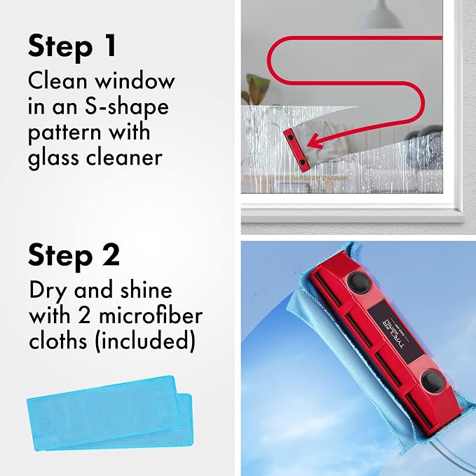 Tyroler Outside Magnetic Window Cleaner Tool, Fits Only 0.1"- 0.3" Windows | | The Glider S1 Double Sided Window Cleaner Tool Fits Windows 0.1"-0.3" | Magnet Window Cleaner Tool, Magnetic Glass Cleaners