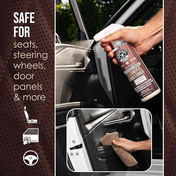 Chemical Guys, VentRight Leather Cleaner & Conditioner, Vented Seats, 16 oz | Deep cleaning leather cleaner for ventilated seats with added protection removes dirt, oils, residue and grime