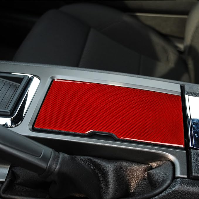 Real Carbon Fiber Trim for Ford Mustang Accessories | for 2009 2010 2011 2012 2013 2014 Cup Holder Storage Interior Thick Overlay Decal