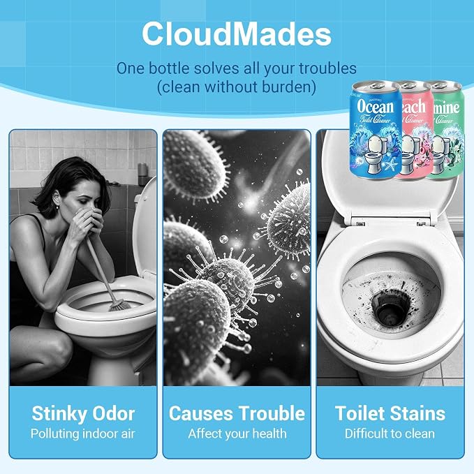 Beverage can Toilet Bowl Cleaner，,Septic ToiletBowl Tablets in Bottles，Powerfully Cleans andPrevent Stain Build Up(Ocean&Peach&Jasmine)